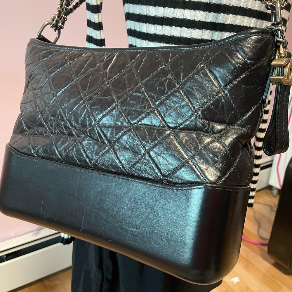 Chanel Aged Leather Gabrielle Bag M black
